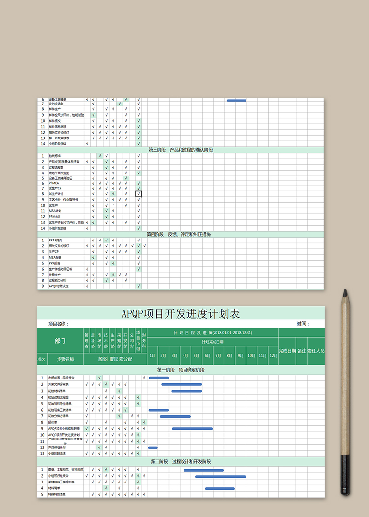 APQP项目开发进度计划表