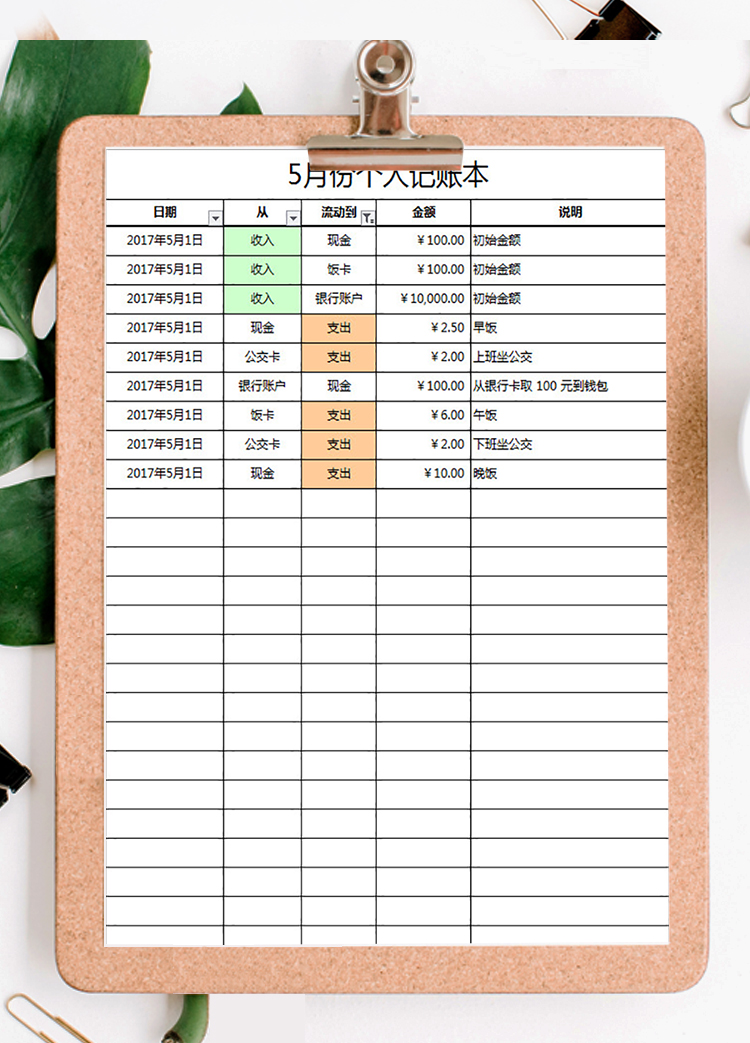 個人收支記賬本